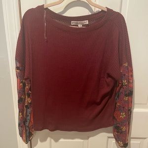 long sleeve shirt, mesh floral sleeves